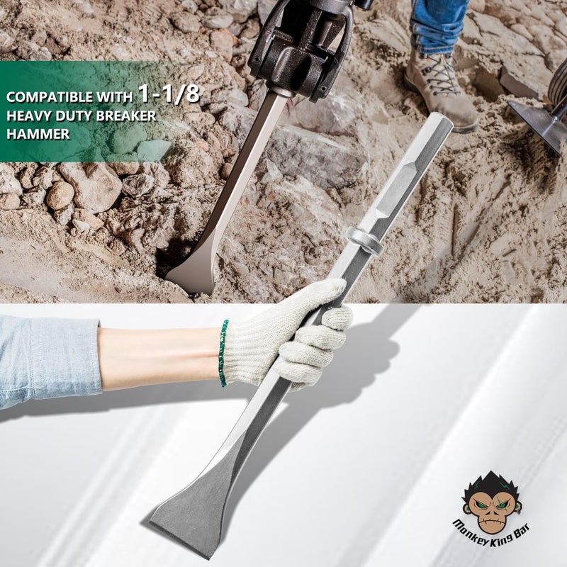 Monkey King Bar - 20" Long Hex Chisel Bit, 1-1/8-Inch Scaling Demolition Hammer Steel for Round and Spline Hammers - Image 3