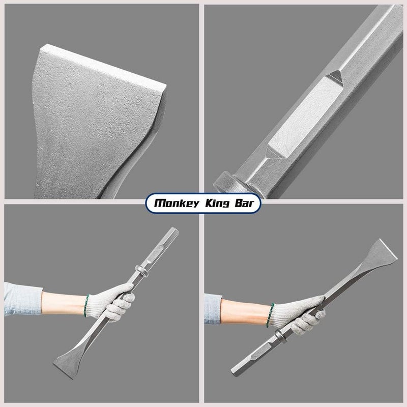Monkey King Bar - 20" Long Hex Chisel Bit, 1-1/8-Inch Scaling Demolition Hammer Steel for Round and Spline Hammers - Image 2