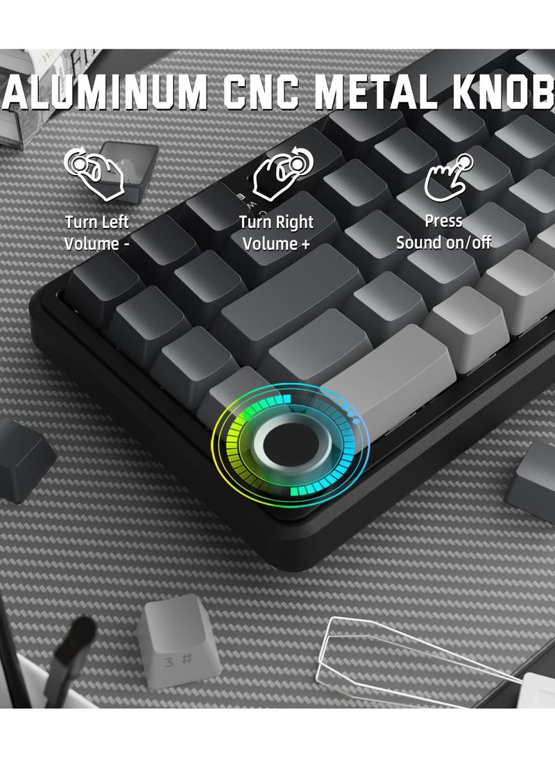 Attack Shark X66 Gasket Wireless Mechanical Keyboard with Volume Knob,60% BT/2.4GHz/Wired Gaming Keyboard,RGB Backlit,OEM Tri-Color PBT keycaps,66 Keys Hot Swappable for PC/MAC,Moonlight - Image 3