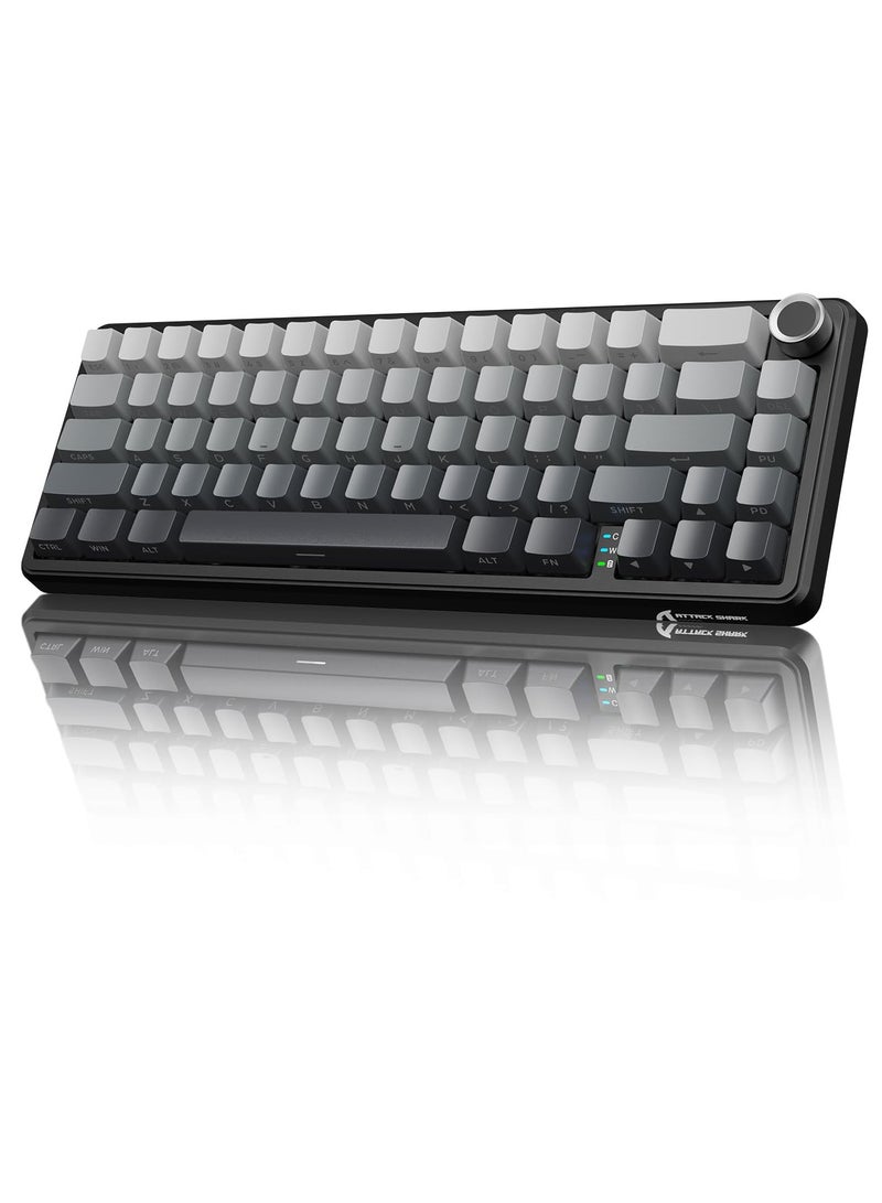 Attack Shark X66 Gasket Wireless Mechanical Keyboard with Volume Knob,60% BT/2.4GHz/Wired Gaming Keyboard,RGB Backlit,OEM Tri-Color PBT keycaps,66 Keys Hot Swappable for PC/MAC,Moonlight - Image 1