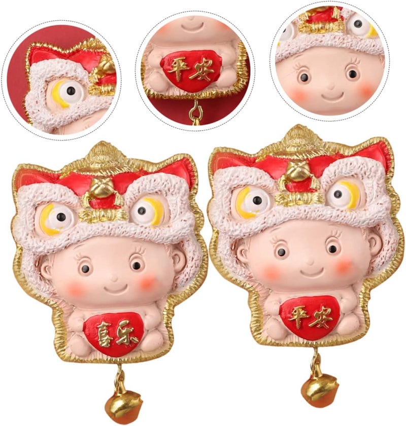 klarako 4 pcs Decor Sticker D Shaped Couplets Gift Style Creative Magnetic Vintage Animal Tiger Fridges Doll Refrigerator Whiteboards Hat Fridge Spring Cartoon Festival Year Lunar - Image 2