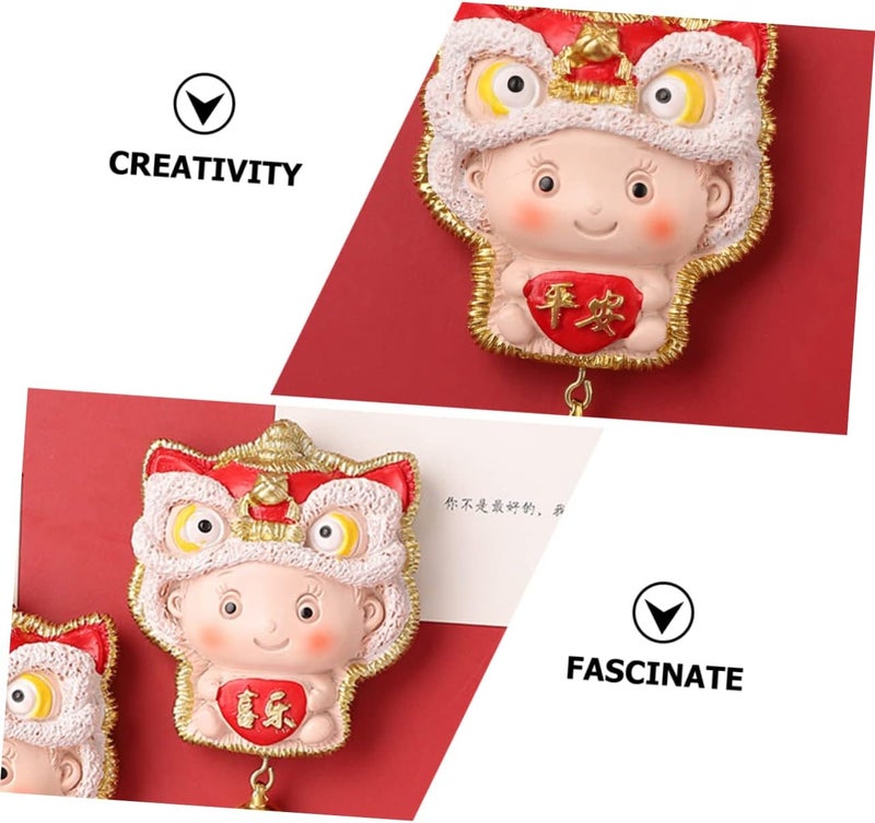klarako 4 pcs Decor Sticker D Shaped Couplets Gift Style Creative Magnetic Vintage Animal Tiger Fridges Doll Refrigerator Whiteboards Hat Fridge Spring Cartoon Festival Year Lunar - Image 5