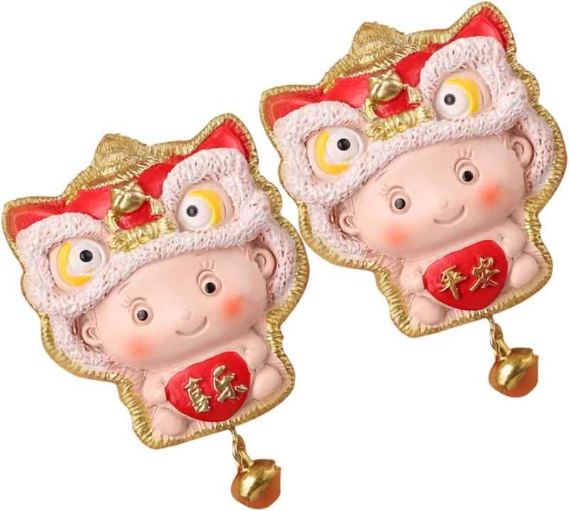 klarako 4 pcs Decor Sticker D Shaped Couplets Gift Style Creative Magnetic Vintage Animal Tiger Fridges Doll Refrigerator Whiteboards Hat Fridge Spring Cartoon Festival Year Lunar - Image 4