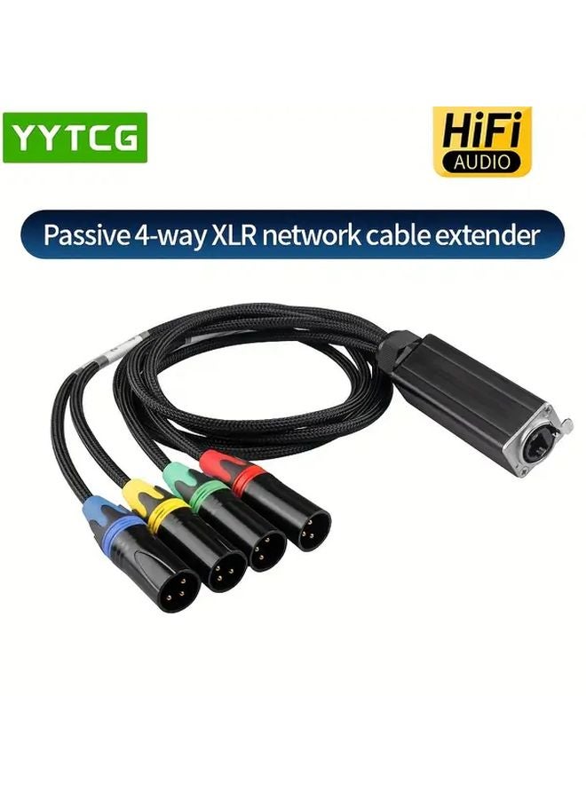 RJ45 to 4 XLR Male Extender Cable Signal Booster for Microphone Lighting Stage Audio - Image 4