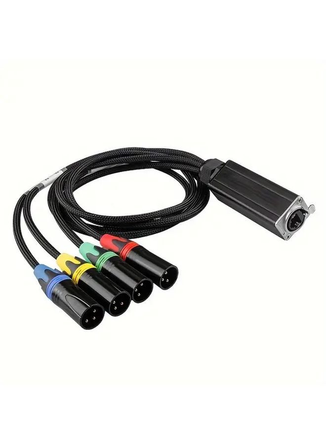 RJ45 to 4 XLR Male Extender Cable Signal Booster for Microphone Lighting Stage Audio - Image 1
