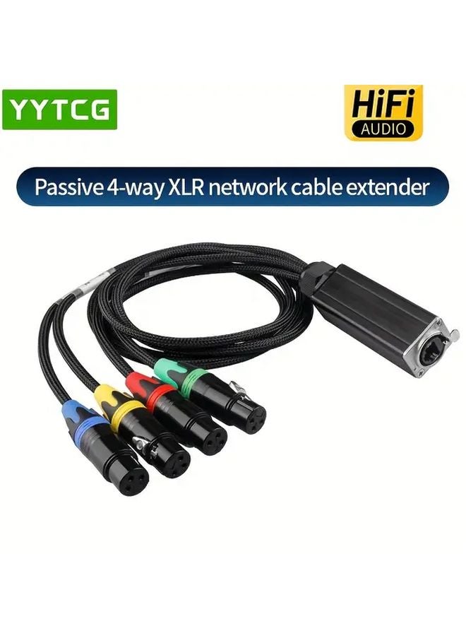 RJ45 to 4 XLR Male Extender Cable Signal Booster for Microphone Lighting Stage Audio - Image 2