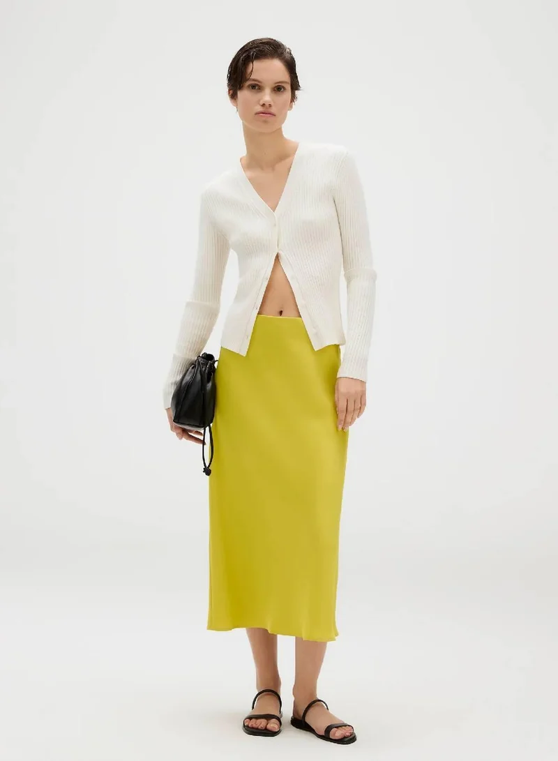 Matte Satin Midi Skirt