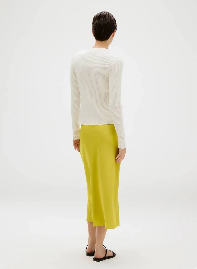 Calvin Klein Warm Olive Matte Satin Midi Skirt for Women | Best Price UAE