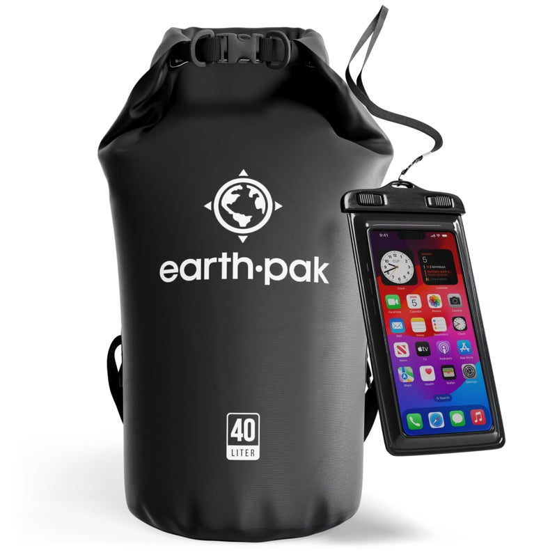 Earth Pak حقيبة إيرث باك المقاومة للماء - حقيبة ظهر مقاومة للماء مع فتحة لفة تحافظ على المعدات جافة لقوارب الكاياك مع حقيبة هاتف مقاومة للماء - Image 1