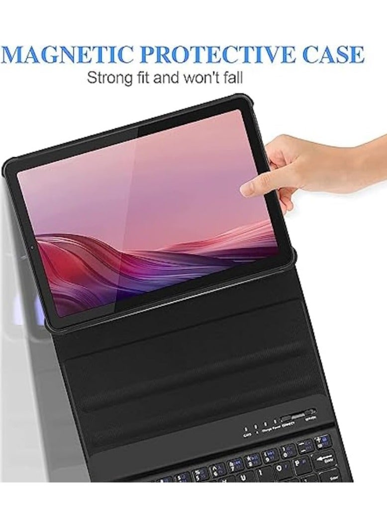 حافظة لوحة المفاتيح متوافقة مع لينوفو تاب ام 9 2023 الإصدار 9.0 اللوحي (تب-310 فو / تب-310 إكس يو) ، غطاء حامل بو سليم مع لوحة مفاتيح بلوتوث لاسلكية قابلة للفصل مغناطيسيا - Image 4