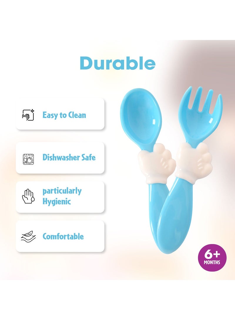Disney طقم شوكة وملعقة للأطفال من ديزني ميكي - قابلة لإعادة الاستخدام وخالية من BPA - سهلة الإمساك - زرقاء - Image 2