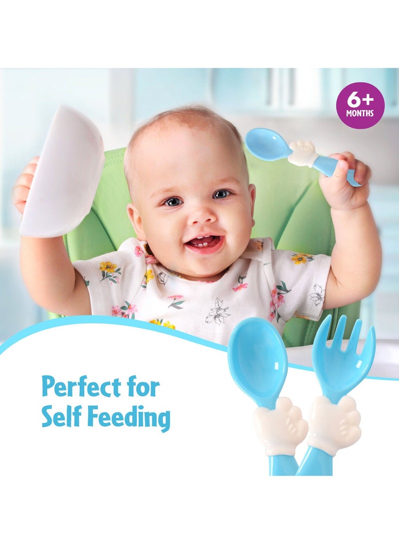 Disney طقم شوكة وملعقة للأطفال من ديزني ميكي - قابلة لإعادة الاستخدام وخالية من BPA - سهلة الإمساك - زرقاء - Image 4