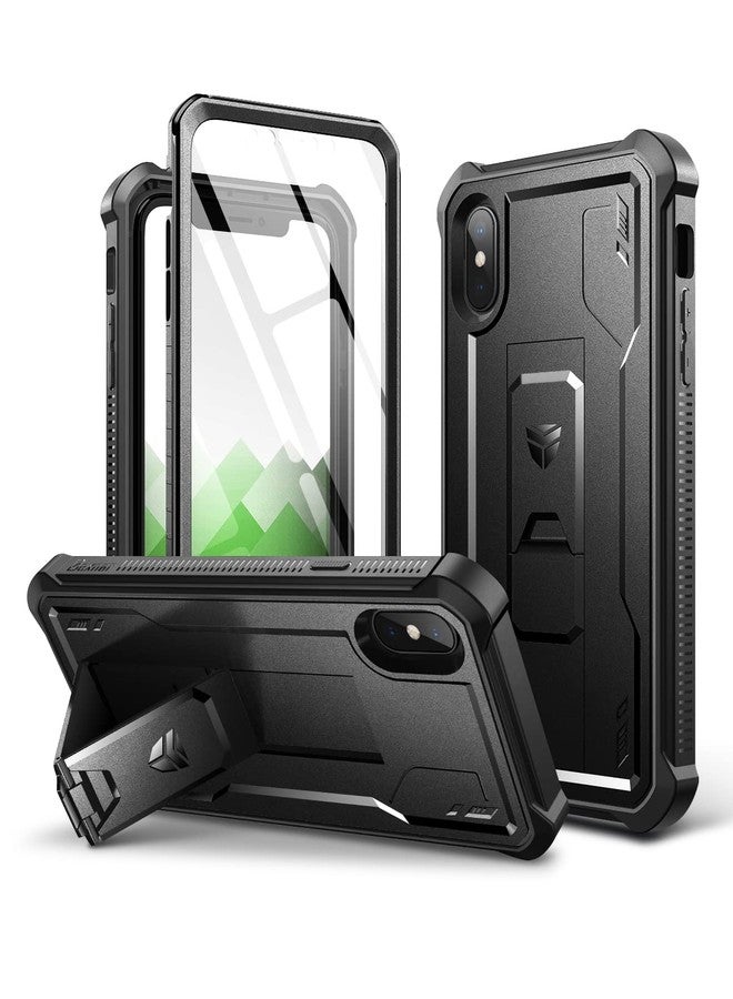 Dexnor for iPhone Xs max Case, [Built in Screen Protector and Kickstand] Heavy Duty Military Grade Protection Shockproof Protective Cover for iPhone Xs max, Black - Image 1