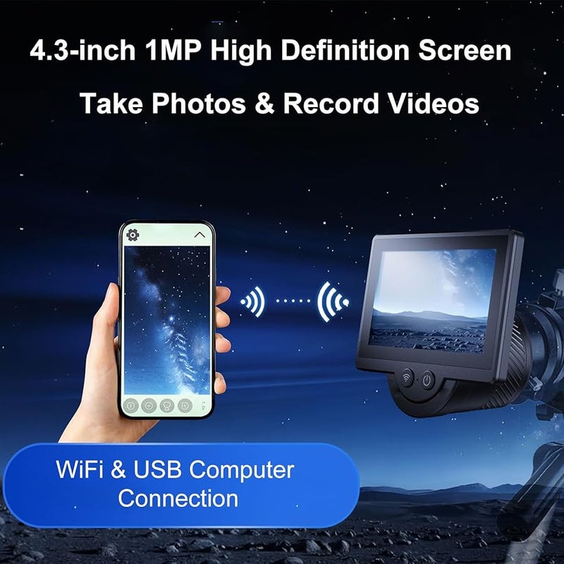 WiFi Electronic Eyepiece Telescope Camera with 1.25 Inch Screen for Planetary Bird Watching App Recording - Image 3