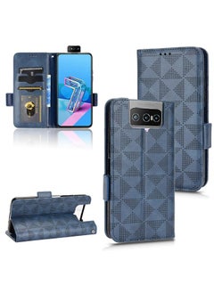 Symmetrical Triangle Leather Phone Case For Asus Zenfone 7 Pro ZS671KS / 7 ZS670KS / 8 Flip ZS672KS (Blue)