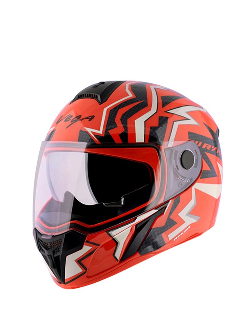 Vega Ryker D/V Elite Orange White Helmet - Image 2