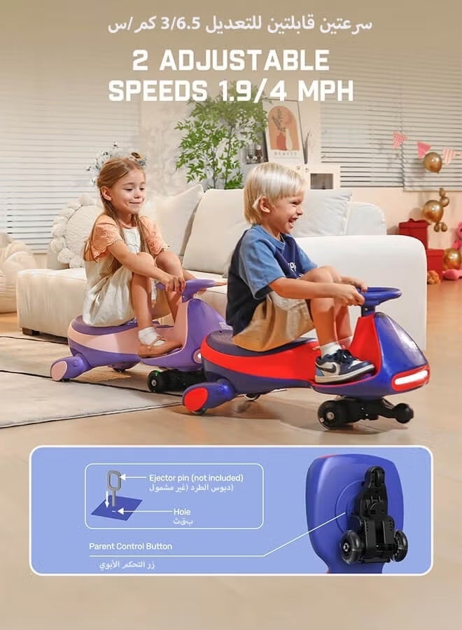 hibobi Electric Drift Wiggle Car for Kids & Adults – High-Power Ride-On Swing Scooter with Pedal, 2 Speeds, Flashing Wheels, Anti-Tip Design, Bluetooth Music, up to 150 lbs - Image 5