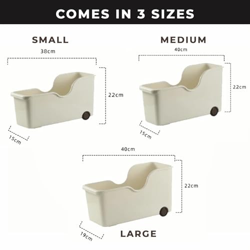 PANCA Storage Basket Set of 3 With Wheels – Multipurpose Kitchen Organizer Rack, Bathroom Storage Cabinet Box, Under Sink Organizer & Home Essentials Plastic Bins (Beige, Small/Medium/Large Sizes) - Image 2