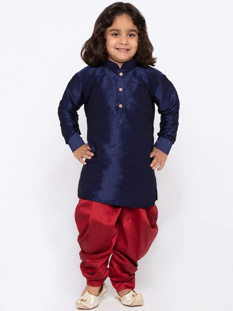 JBN Creation Boys Silk Blend Navy Blue and Maroon Kurta and Dhoti Set - Elegance for Festivals (VASBUK001BUnCDMA_34) - Image 2