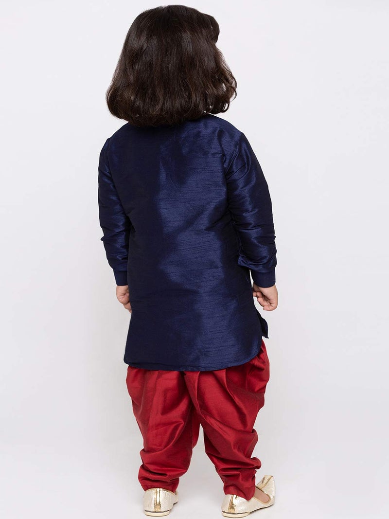 JBN Creation Boys Silk Blend Navy Blue and Maroon Kurta and Dhoti Set - Elegance for Festivals (VASBUK001BUnCDMA_34) - Image 5
