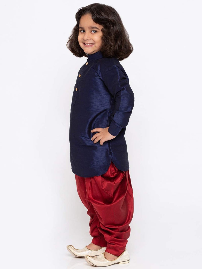 JBN Creation Boys Silk Blend Navy Blue and Maroon Kurta and Dhoti Set - Elegance for Festivals (VASBUK001BUnCDMA_34) - Image 3