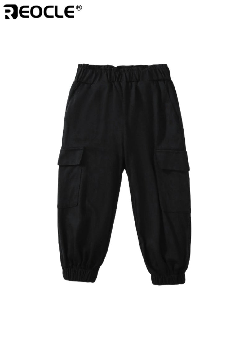 ريوكل سروال الأطفال الفضفاض مع جيوب جانبية وتصميم عملي، سروال عمل للأطفال مع قماش متين لمغامرات الربيع والخريف - Image 3