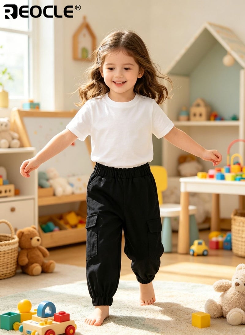 REOCLE Kid's Cargo Pants with Two Side Pockets and Utility Design Children's Workwear Pants with Durable Fabric for Spring Autumn Adventure - Image 1