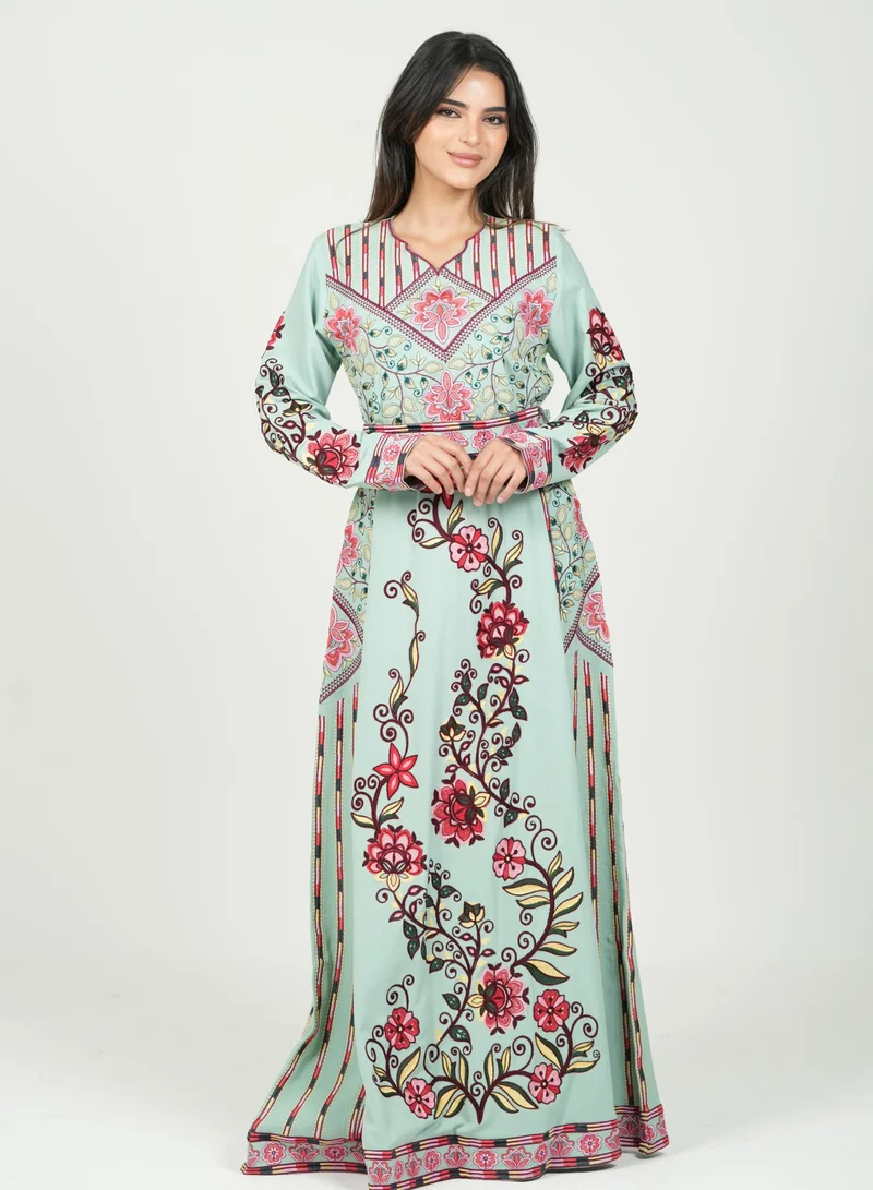 AL BENT AL SHARQIEH belted jalabiya dress
