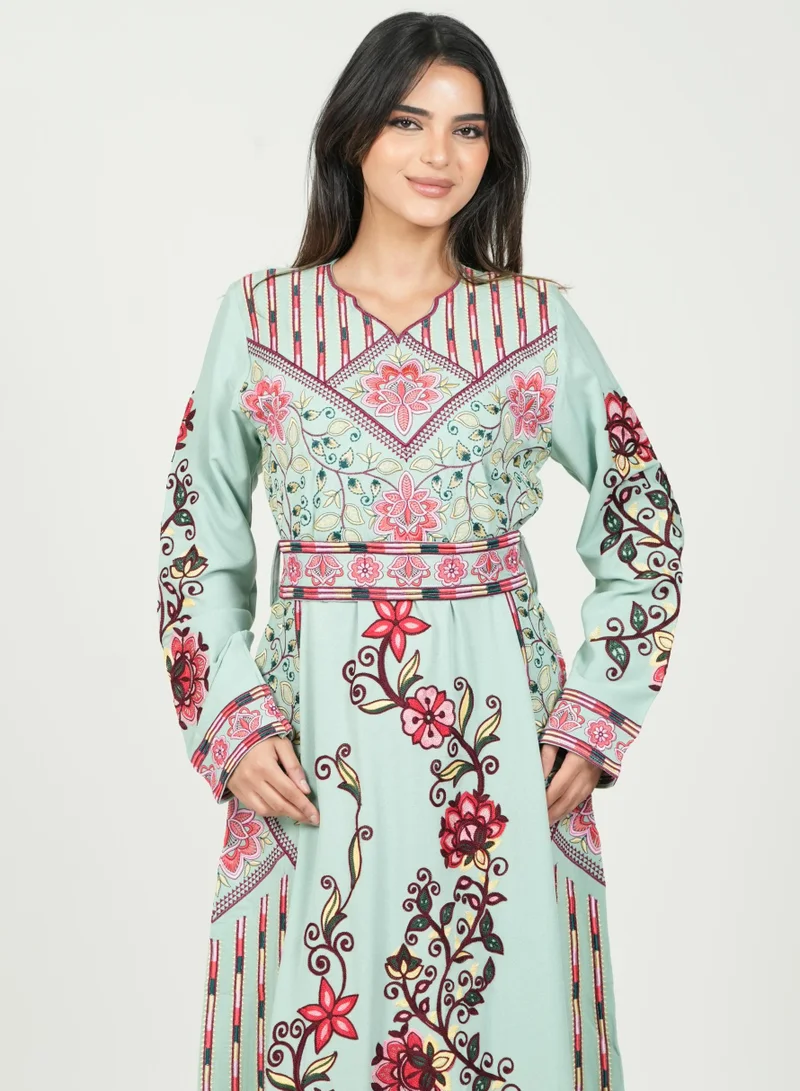 AL BENT AL SHARQIEH belted jalabiya dress