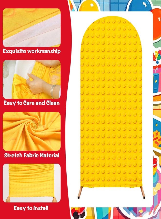 RimCereal Building Block Party Arch Cover Set of 3 Building Blocks Arch Backdrop Spandex Stretch Backdrop Stand Cover 4ft, 5ft, 6ft for Blocks Birthday Party Decor Supplies Favors(Red,Innovative) - Image 3