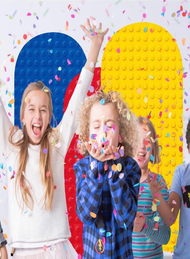 RimCereal Building Block Party Arch Cover Set of 3 Building Blocks Arch Backdrop Spandex Stretch Backdrop Stand Cover 4ft, 5ft, 6ft for Blocks Birthday Party Decor Supplies Favors(Red,Innovative) - Image 5