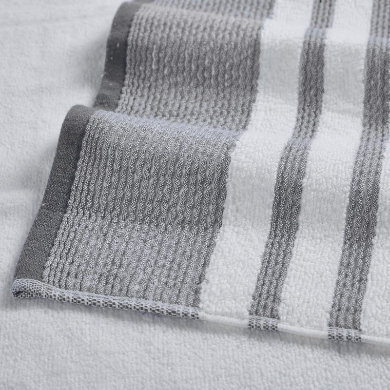Modern Threads 6 Piece Set, 2 Bath Towels, 2 Hand Towels, 2 Washcloths, Quick Dry White/Contrast Reinhart Coal - Image 3