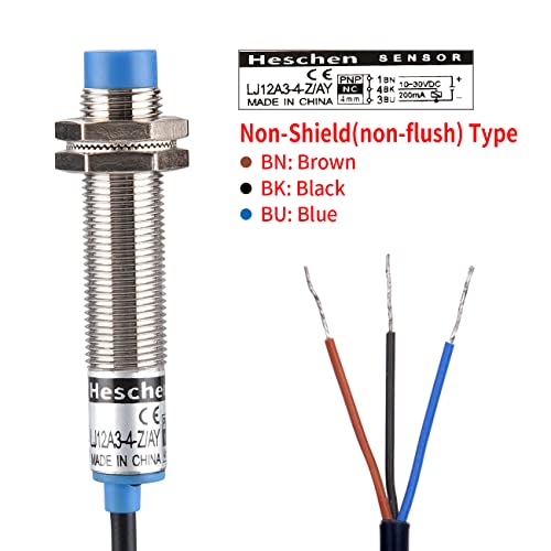 Heschen M12 Inductive Proximity Sensor Switch Non-Shield Type LJ12A3-4-Z/AY Detector 4mm 10-30VDC 200mA PNP Normally Closed(NC) 3 Wire - Image 5