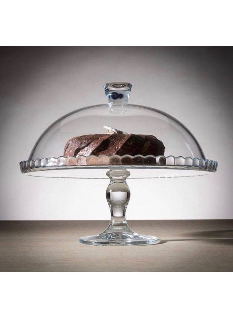 باساباش طبق تورته بالغطاء زجاج كريستال قطر 32 سم والارتفاع 27 سم - Image 1