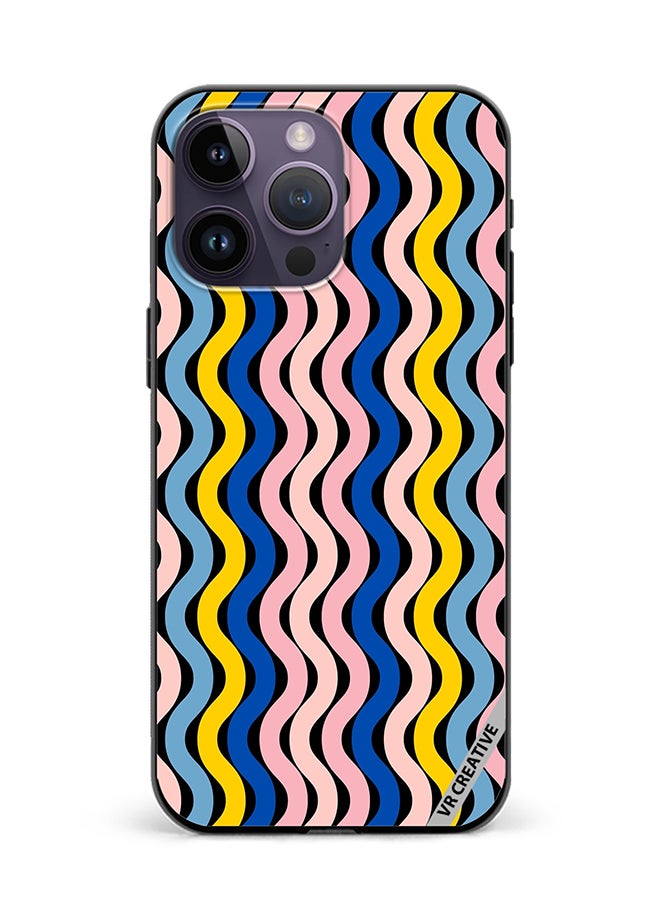 Protective Case Cover For Apple iPhone 16 Pro Max Retro Vintage Waves Groove Design Multicolour