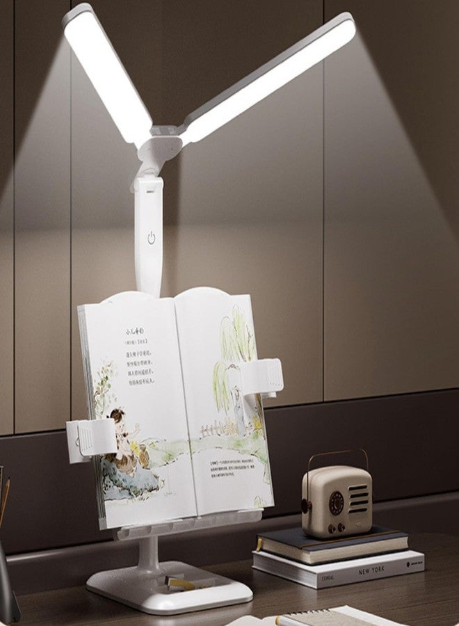 IMNISHNAY مصباح قراءة الكتب بتقنية LED من إمنيشناي | مصباح دراسة قابل للتعديل مع حامل كتب ومشابك للصفحات | مصباح مكتبي للعناية بالعين للطلاب والدراسة والاستخدام المكتبي (مصباح حامل للكتب) (أبيض) - Image 5