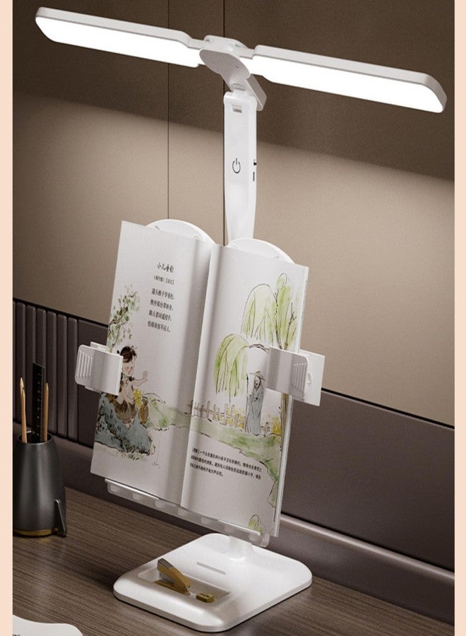 IMNISHNAY مصباح قراءة الكتب بتقنية LED من إمنيشناي | مصباح دراسة قابل للتعديل مع حامل كتب ومشابك للصفحات | مصباح مكتبي للعناية بالعين للطلاب والدراسة والاستخدام المكتبي (مصباح حامل للكتب) (أبيض) - Image 2