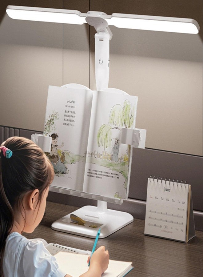 IMNISHNAY مصباح قراءة الكتب بتقنية LED من إمنيشناي | مصباح دراسة قابل للتعديل مع حامل كتب ومشابك للصفحات | مصباح مكتبي للعناية بالعين للطلاب والدراسة والاستخدام المكتبي (مصباح حامل للكتب) (أبيض) - Image 4