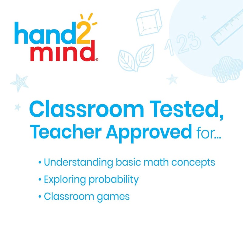 hand2mind hand2mind Plastic Small WriteOnWipeOff Dice for Kids Ages 58 Dry Erase Surface On All Sides Draw Letters Numbers and Numeral Operations 4Color Dice Measures 2Inches Pack of 4 - Image 2