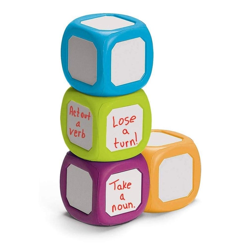 hand2mind hand2mind Plastic Small WriteOnWipeOff Dice for Kids Ages 58 Dry Erase Surface On All Sides Draw Letters Numbers and Numeral Operations 4Color Dice Measures 2Inches Pack of 4 - Image 4