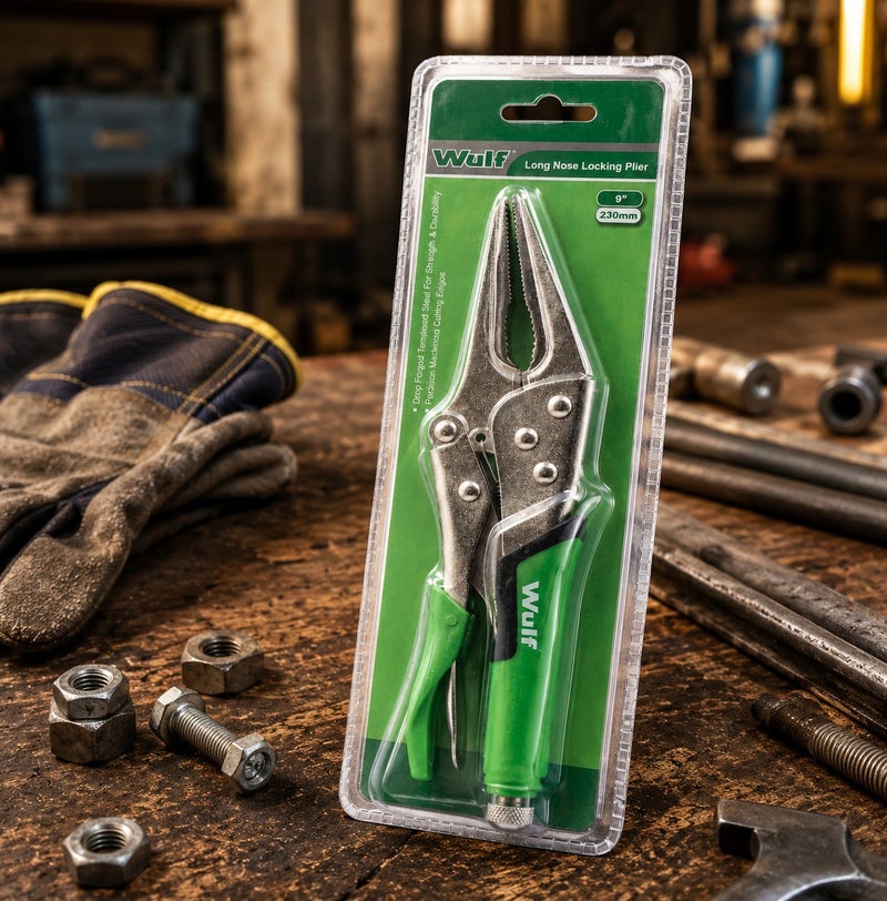 WULF 9-Inch Long Nose Locking Plier 230mm with Ergonomic Grip, Drop Forged Tempered Steel Locking Pliers with Precision Machined Cutting Edges for Professional Repair, Welding, DIY & Industrial Use - Image 5