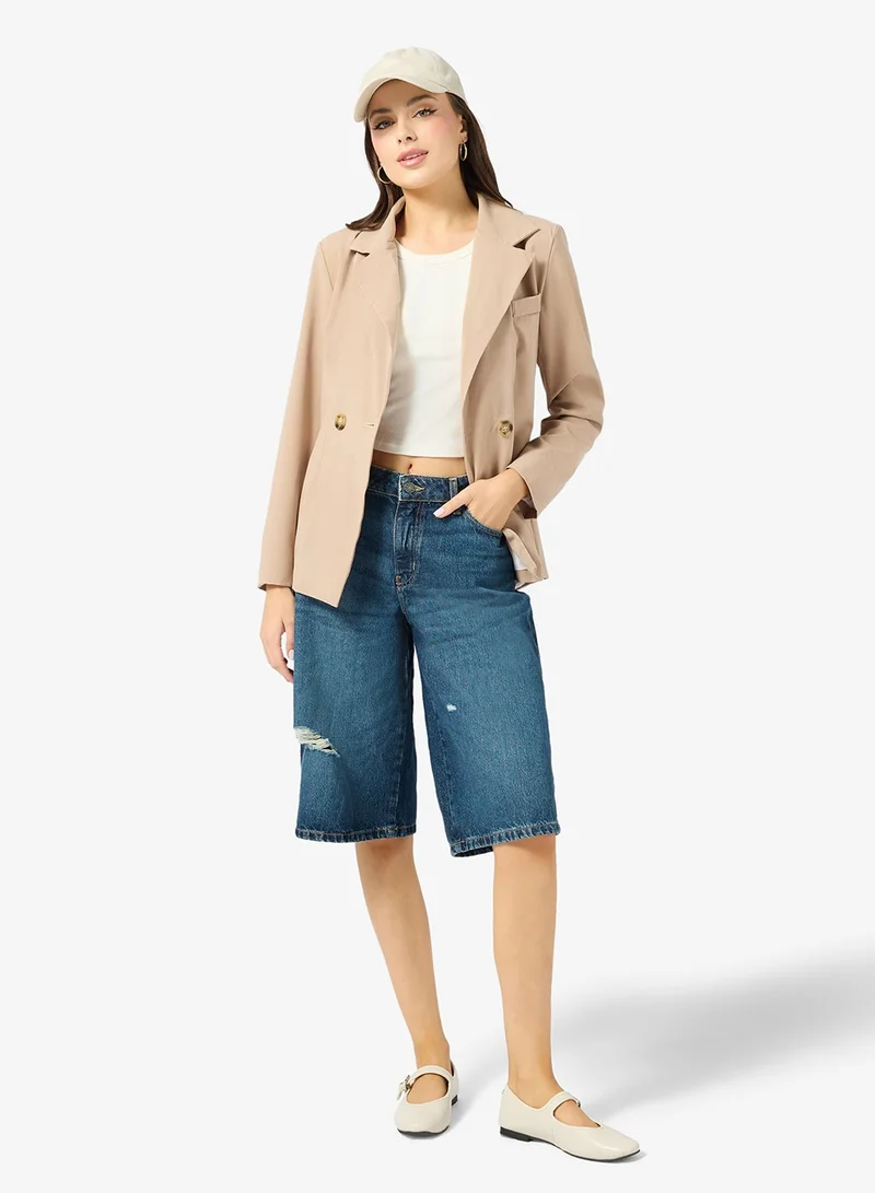 Ginger  Cinched Waist Structured Longline Blazer for Women | Best Price UAE