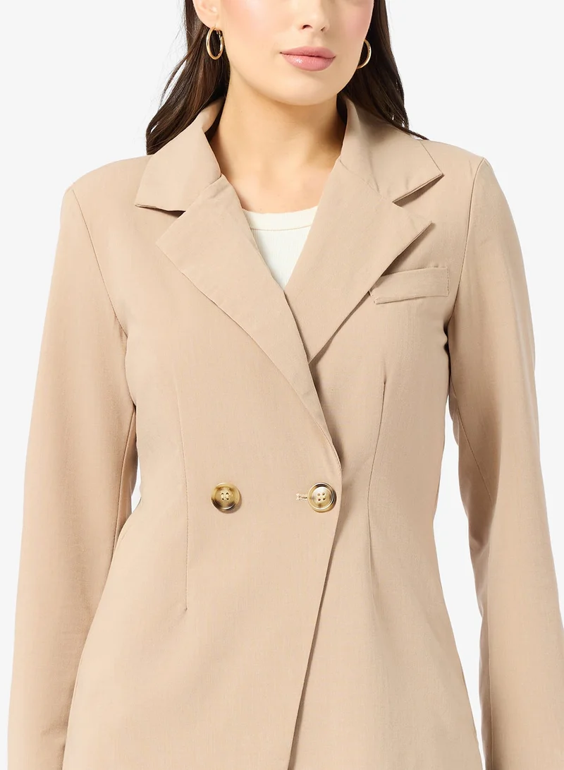 Ginger  Cinched Waist Structured Longline Blazer for Women | Best Price UAE