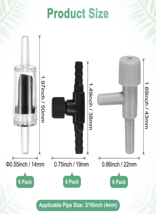 M METERXITY 1-Set Aquarium Air Valve, for 3/16" Airline Tubing PVC Aquarium with L-Shape Air Control Valves Check Valves for Fish Tanks/Aquaculture, Regulators Air Pump Adjustable [Black] - Image 4