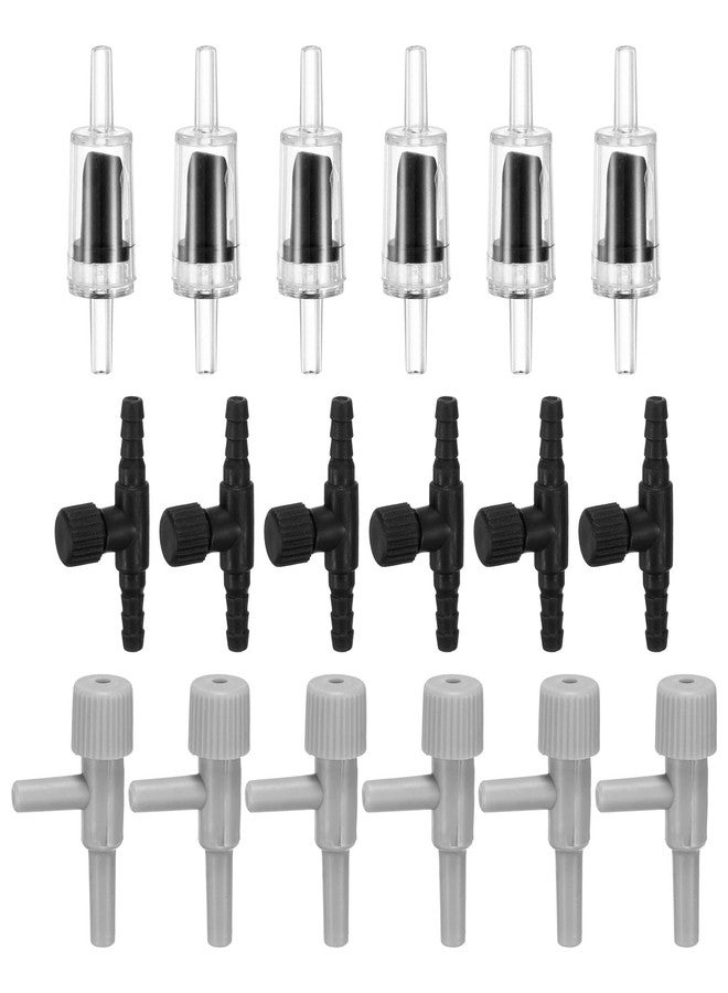 M METERXITY 1-Set Aquarium Air Valve, for 3/16" Airline Tubing PVC Aquarium with L-Shape Air Control Valves Check Valves for Fish Tanks/Aquaculture, Regulators Air Pump Adjustable [Black] - Image 1
