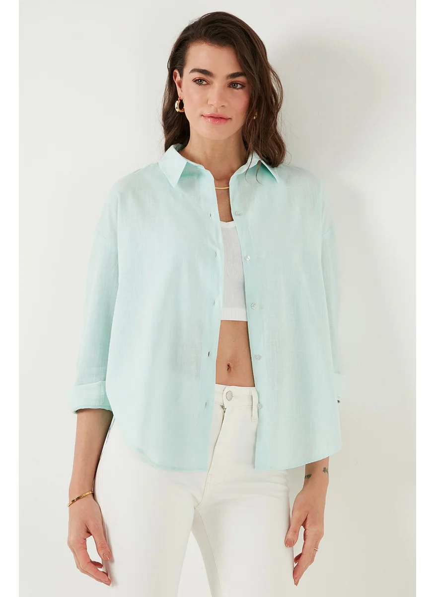 Lela Cotton Regular Fit Long Sleeve Plain Shirt Women's Shirt CF25S168305