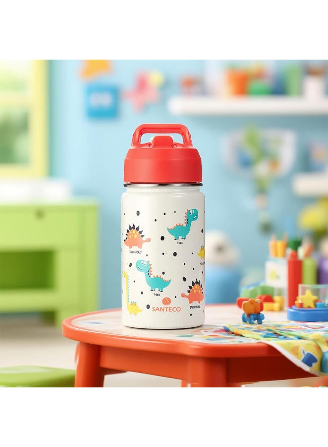 Santeco Kids Insulated Stainless Steel Straw Cup Children'S Kindergarten Student Baby Double Drinking Water Bottle Little Dinosaur - Image 1