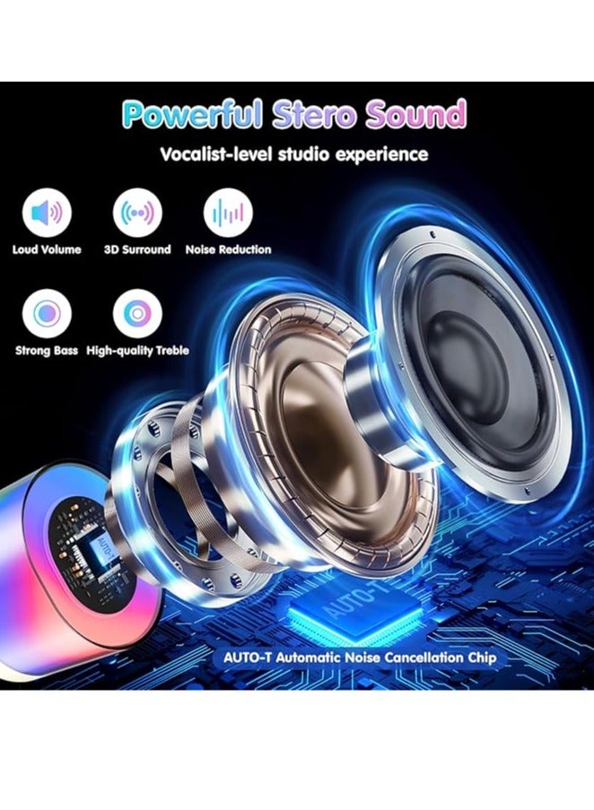Mini Karaoke Machine for Kids Adults Portable Music Player with 2 Microphones Kids Singing Mic Toys for Birthday Party Christmas Gifts - Image 4