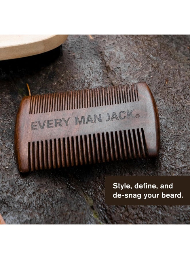 Every Man Jack Every Man Jack Beard Grooming Tool Set - Dual Tooth Comb, Medium Stiffness Brush, Stainless Steel Sheers with Mini Comb - Complete Your Routine, Travel Friendly  - Image 2