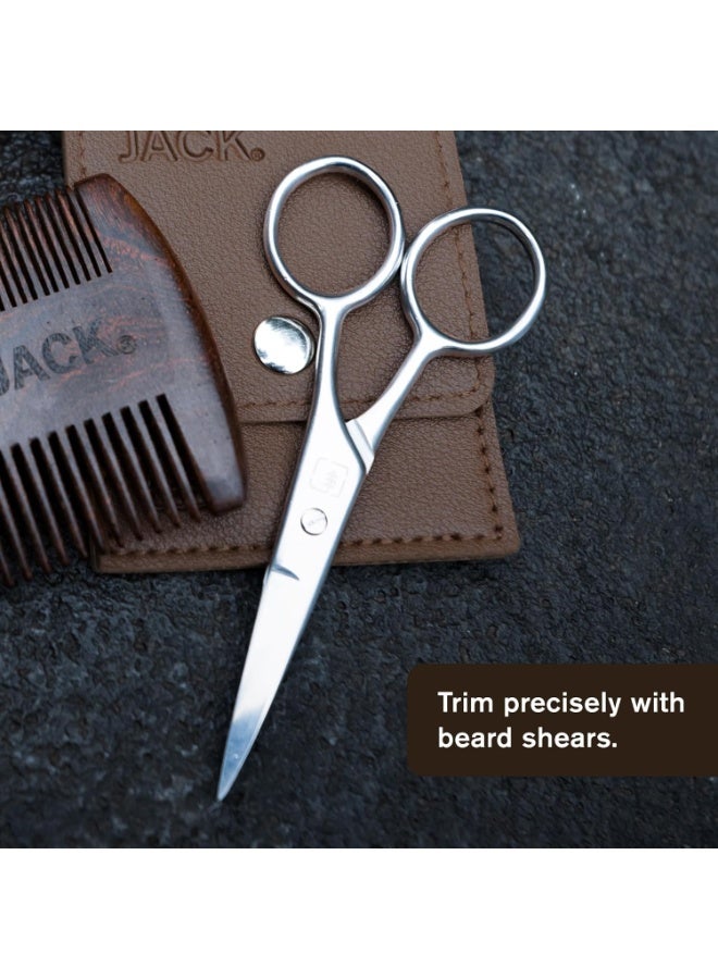 Every Man Jack Every Man Jack Beard Grooming Tool Set - Dual Tooth Comb, Medium Stiffness Brush, Stainless Steel Sheers with Mini Comb - Complete Your Routine, Travel Friendly  - Image 4